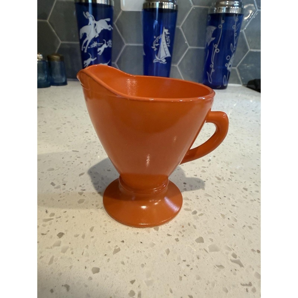 Hazel Atlas Ovide Rust Orange Creamer Mid Century Modern Depression Glass